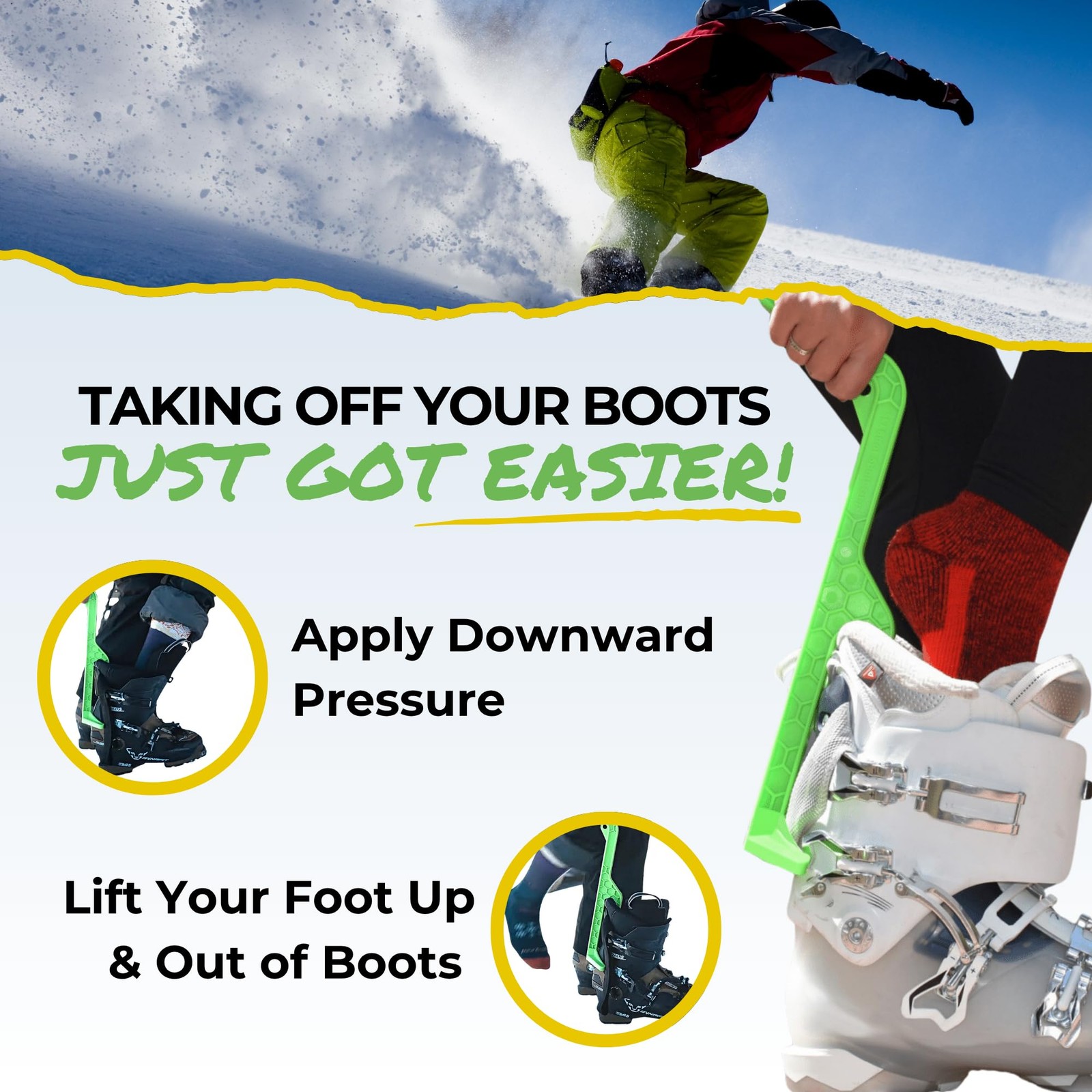 Ski Boot Remover Tool with Ergonomic Handle - Heavy-Duty Snowboard Ice Skate ...