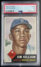 1953 Topps Jim Gilliam #258 PSA 3 VG Rookie Card RC. rookie card picture