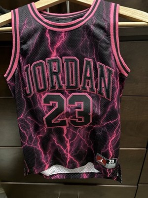 Authentic Nike Jordan 23 AOP Jersey Kids Size SML 8-10 Yrs Thunder Purple Black