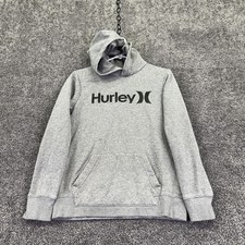 Hurley Hoodie Kids L 14/16 Gray Fleece Pullover Logo Kangaroo Pocket Casual