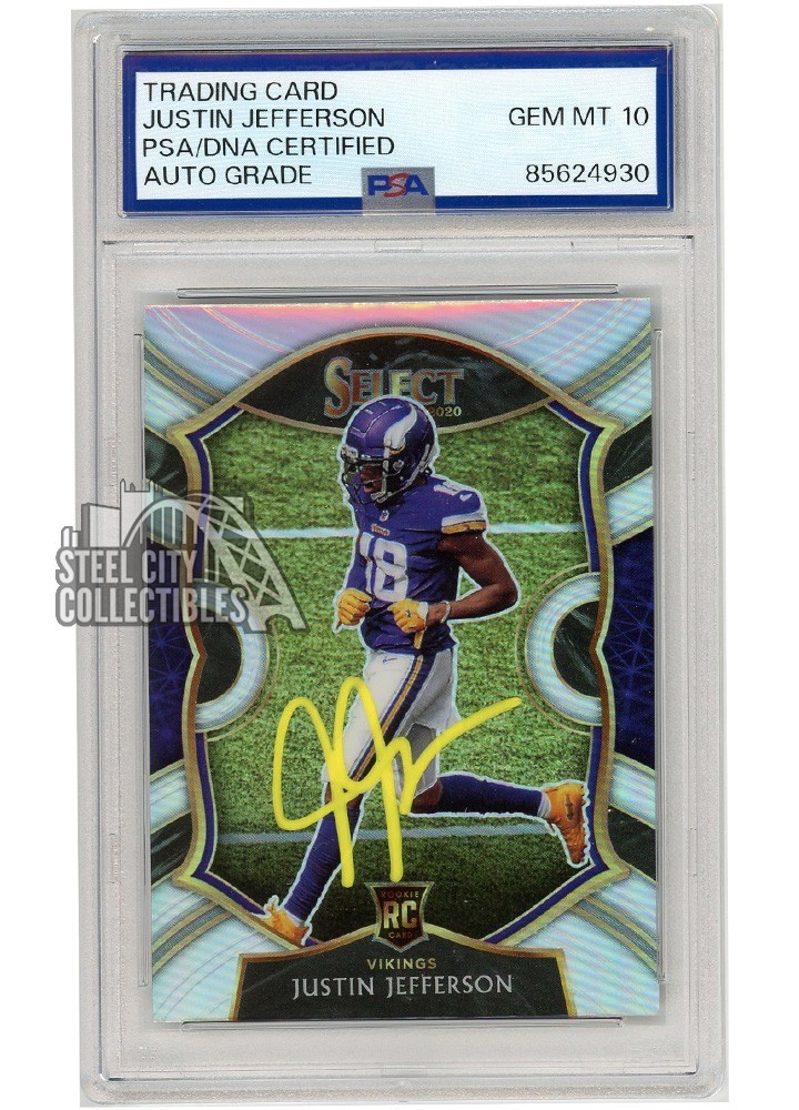 Justin Jefferson 2020 Select Concourse Silver Auto Rookie 61 PSA/DNA 10 (Yellow) 