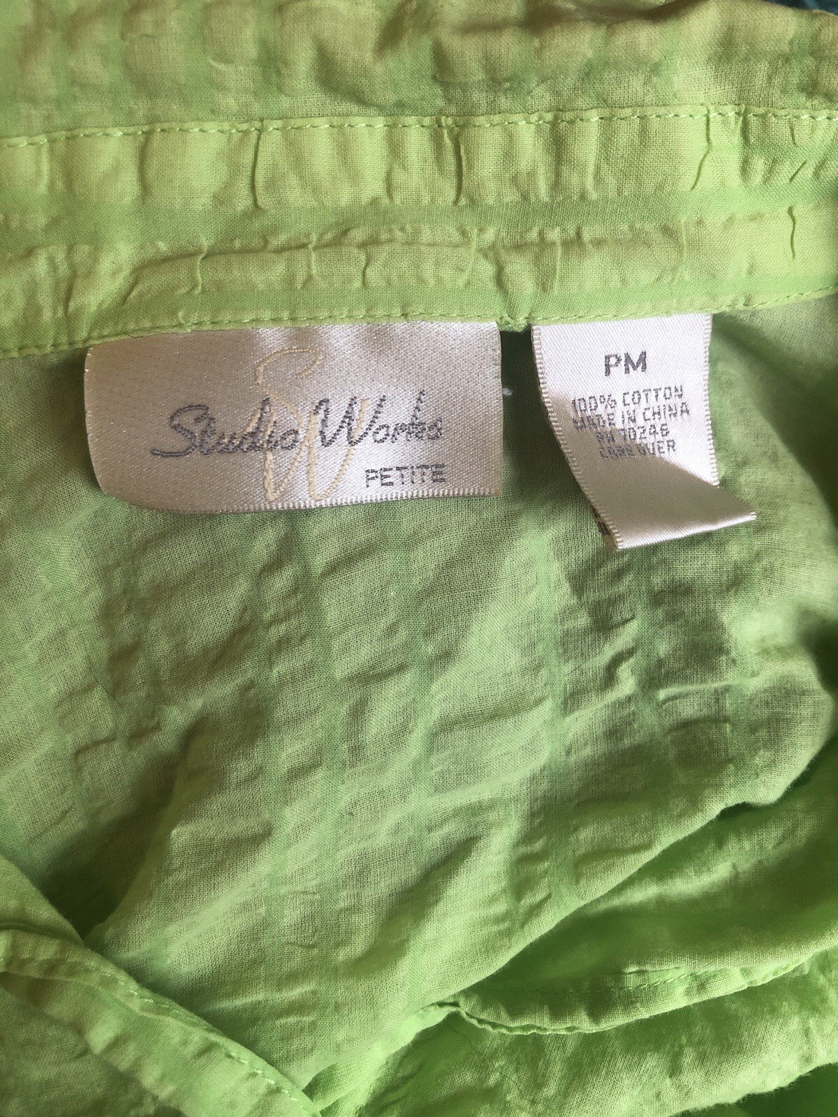 StudioWorks Bright Green Collared Button Down - image 3