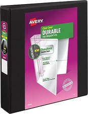 Avery 17021 Durable View Binder w/Slant Rings, 11 x 8 1/2, 1 1/2-Inch Cap, Black