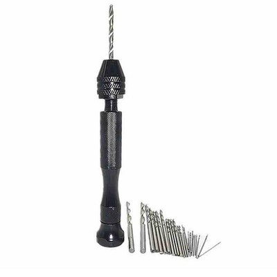 26Pcs Mini Micro Hand Drill Bit Kit Manual Keyless Chuck Pin Vise Rotary Tool a