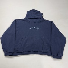 Nike Spellout Embroidery Boxy Oversized Womens Hoodie S Blue Sports Pullover