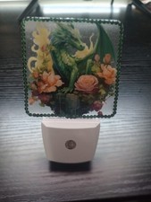 Dragon Night Light Plug-In Fantasy LED Lamp Green Dragon Floral Decorative Light