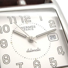HERMES Cape Cod Double Tour CC1.710 1****** Silver Brown Men's Wrist Watch 12