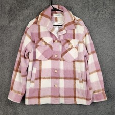 Casual Cozy Plaid Flannel Shacket Women's Extra Small Button Front Lined Cute