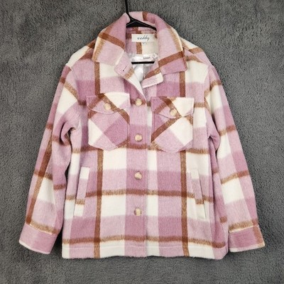 Casual Cozy Plaid Flannel Shacket Women's Extra Small Button Front Lined Cute