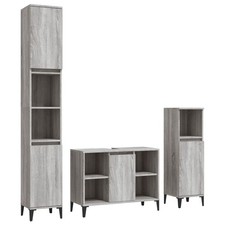 Bathroom Furniture Set Washroom Vanity Unit 3 Piece Engineered Wood vidaXL