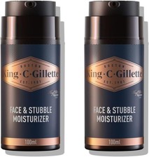 2X King C Gillette Face & Stubble Moisturiser 100ml, Exp 04/25