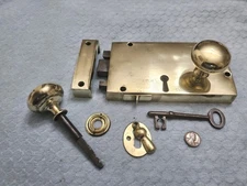 Brass Rim Lock Period LH Restored 1700's