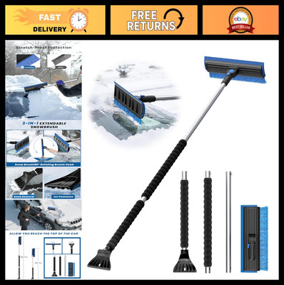 Extra Long 55.7'' Car Ice Scraper & Snow Brush, Detachable with Foam Grip, 270° P