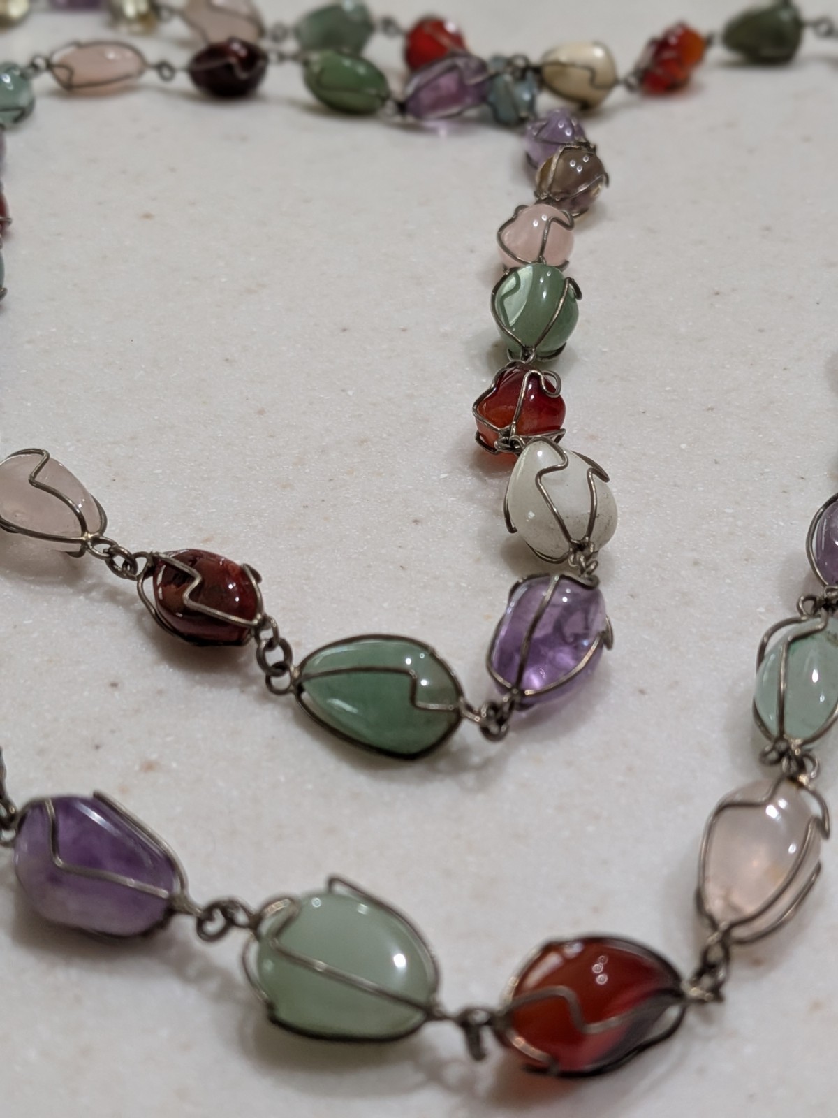 A Multi-colored Wire-wrapped Gemstone Necklace an… - image 4