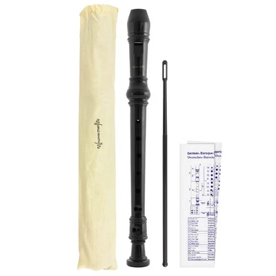 WORLD RHYTHM Descant Recorder – Three Piece School, Beginners Recorder with Bag – Black