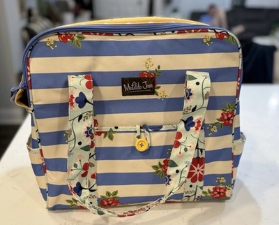 Matilda Jane Blue Stripe Floral Multi-Use Diaper Bag Carry On Travel Bag Duffel