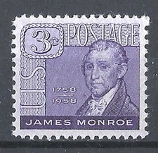 USA 1958 Scott 1105 President James Monroe Face Portrait by Gilbert Stuart MNH