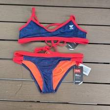 TYR Womens Navy/red Sandblast Crosscutfit Tie (XL) Cove Bikini Bottom (L) New 