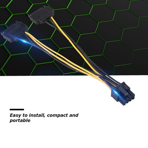 Dual 15Pin Male To 8Pin Female Pci-E Power Adapter Cable 20Cm HLF - Afbeelding 4 van 7