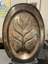 Wallace Sir Christopher Silver Plate Footed Meat Platter Tree Of Life 16”