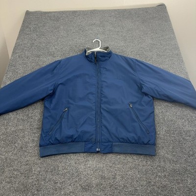 LL Bean Jacket Mens XL Blue Nylon Fleece Lined Warm Up Bomber Outdoor Style