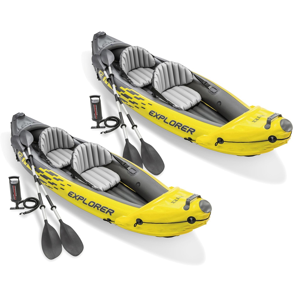 Intex Explorer K2 Yellow 2 Person Inflatable Kayak with Oars & Air