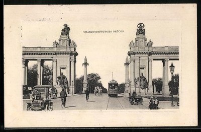Ansichtskarte Berlin, Strassenbahn an der Charlottenburger Brücke 1912 