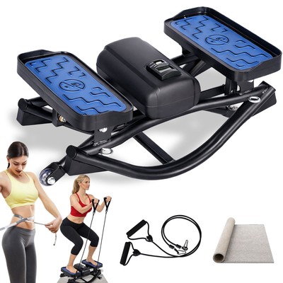 Side Stepper Exercise Machine with Resistance Bands - Compact Home Stair Stepper