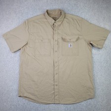 Carhartt Force Button Up Shirt Mens XL X-Large Brown Tan Workwear Vented Utility
