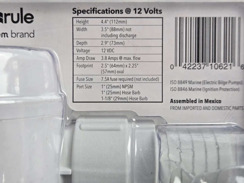 Rule Rule-Mate 1100 Fully Automated Bilge Pump 12V RM1100B Boat Sailboat **NEW** - Image 3 of 3