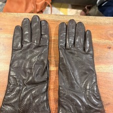 VTG Nordstrom Leather Dark Brown Gloves Women S Interior 70 Wool EUC