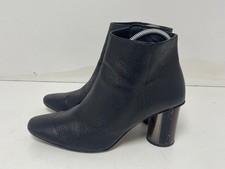 Scarpe donna Zara UK(6)EUR(39) stivaletti usati pelle nera tacco zip -E85