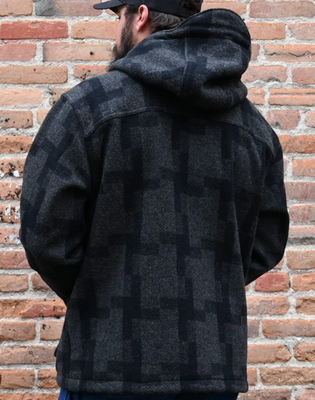 FILSON Mackinaw Wool Anorak XS Jacket Charcoal Black Square Plaid