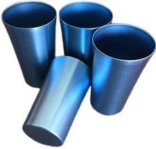 Four (4) ~ Retro Style ~ Aluminum Tumblers ~ LIGHT BLUE ~ 10 oz ~ 4.25" Tall Cup