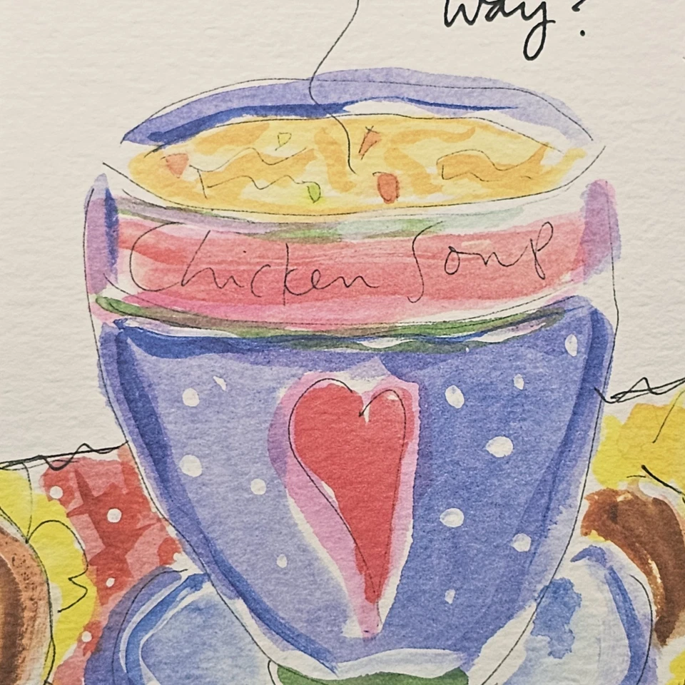 Leanin Tree Get Well Greeting Card Coffee Cup Tea Pink Red Art From The Heart - Image 4 of 4