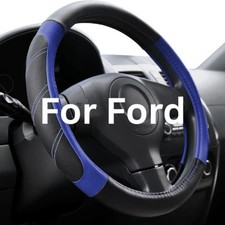 Premium Leather Car Steering Wheel Cover Fit For Ford F-150 250 350 15.5-16 Inch