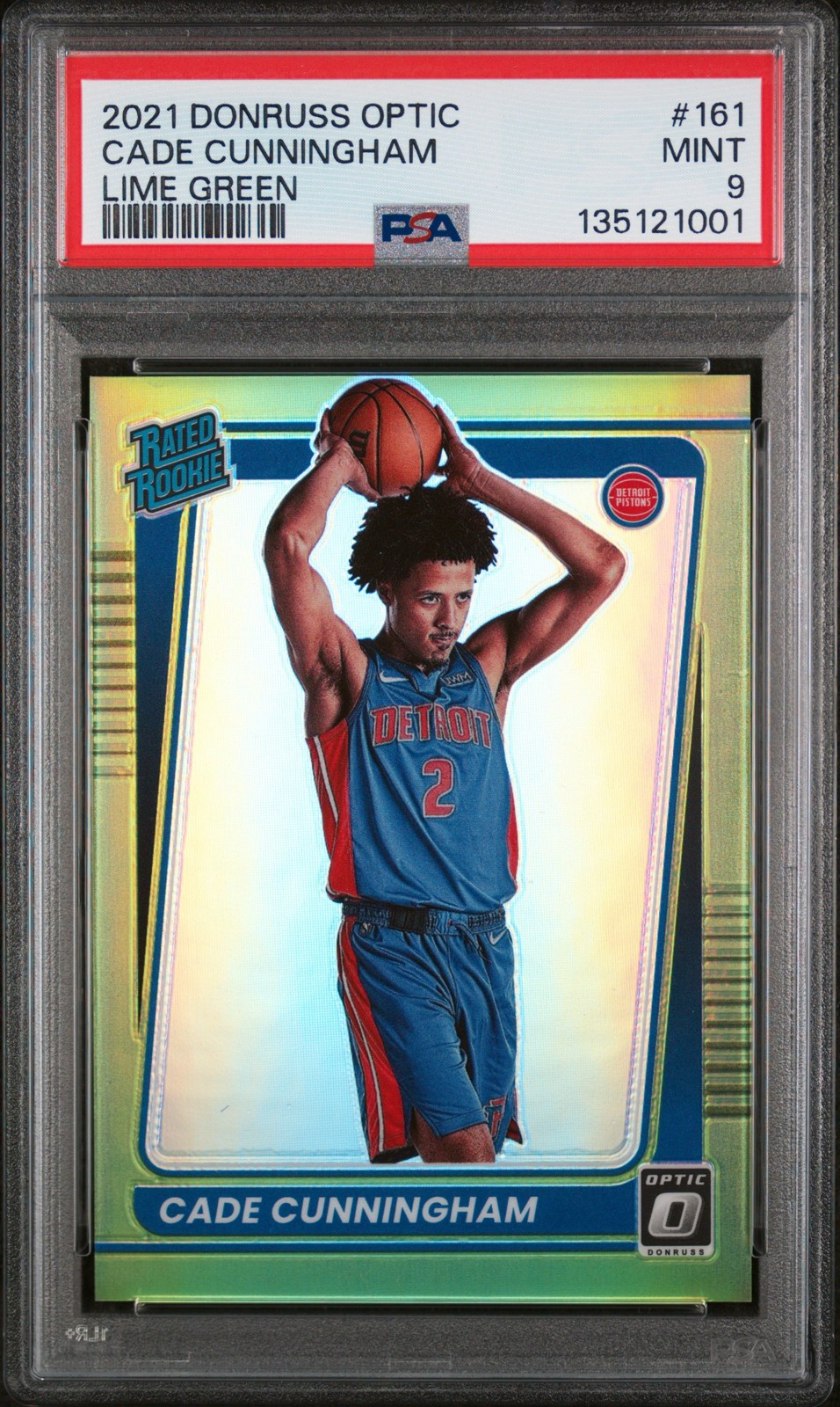 2021-22 Donruss Optic - Cade Cunningham #161 Rated Rookie Lime Green /149 PSA 9