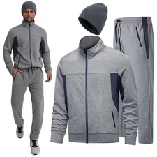 Men's Tracksuits,Sweatsuits 3 Piece Set for Men Casual Full Zip Athletic Spor...