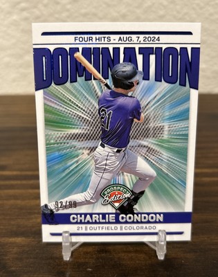 2024 Panini Prospect Edition Charlie Condon Blue Domination /99 #21 Rockies