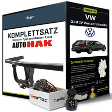 Für VW Golf IV Variant (Kombi) Typ 1J5 Anhängerkupplung starr +eSatz 7pol 98-07