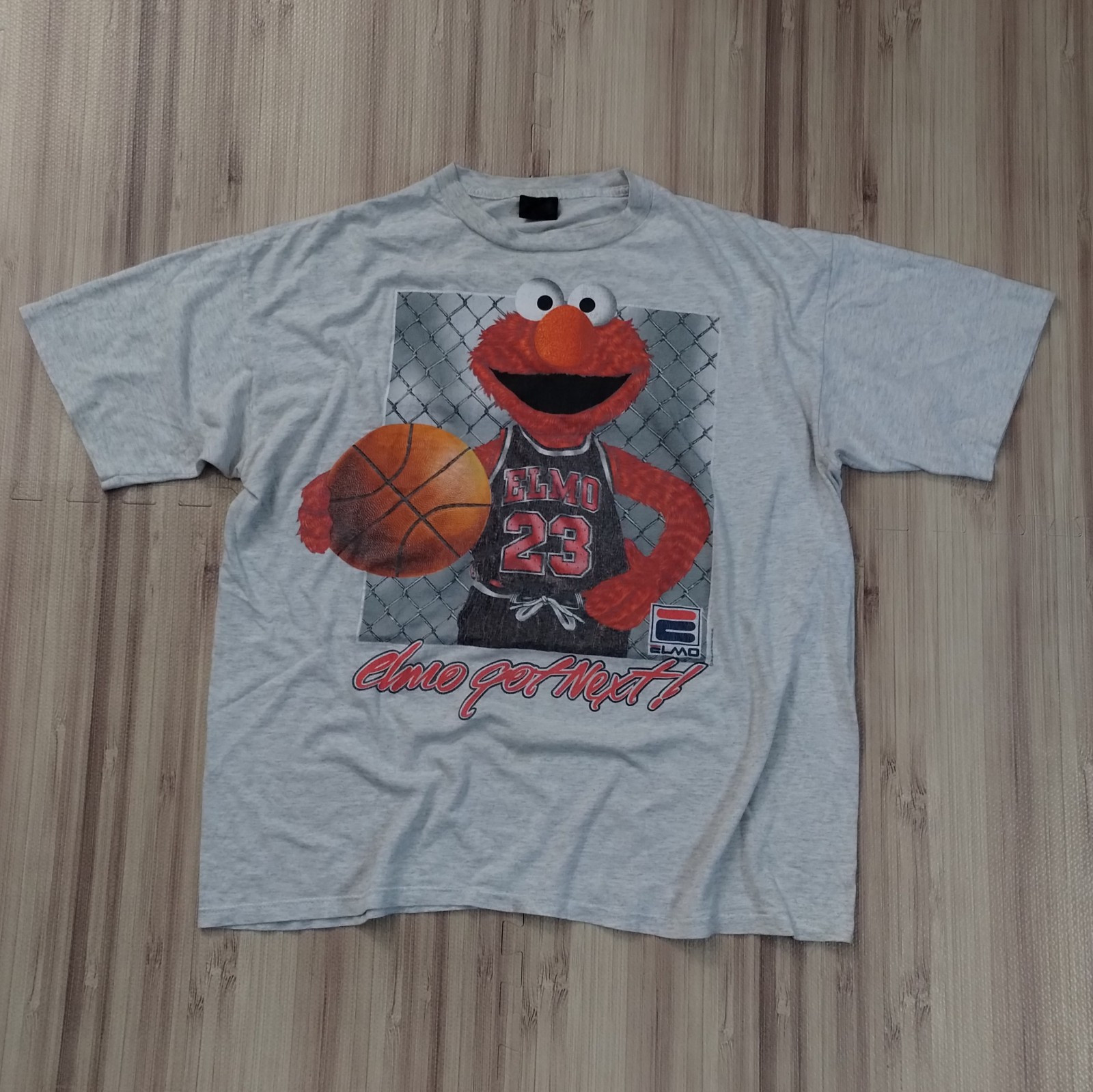 T shirt Elmo Vintage Rara Sesame Street Elmo Got Next Basketball Fila Logo XXL