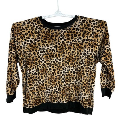 Leopard Print Plush Long Sleeve Pajama Top Secret Treasures Womens Plus Size 3X