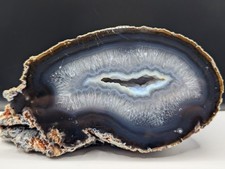XL Achat Geode 2,2kg - Blau Weiß Braun Bänderung - Kristall Druse - 20cm Breit