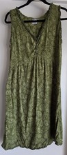 Hand Kreation Womens Sleeveless Dress Size L Green Rayon Paisley Mini Lightweigh