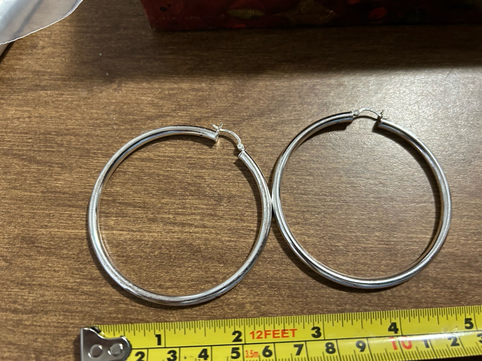 Large 2.5” Solid Sterling Silver Hoop Earrings 13… - image 1