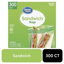 300 Count Double Zipper Sandwich Bags Perfect for Single Serve Snacks New