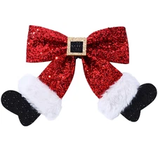 Christmas Hair Bow Clips for Girls & Women Sparkly Sequin Satan Boots Hair Clips