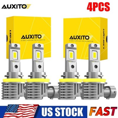 4Pcs H11 H8 H9 LED Headlight Fog Light Bulbs Kit Super White 6500K High Low Beam