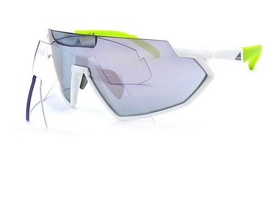 Adidas Sport Sonnenbrille austauschbar weiß grün mit silbernem Spiegel SP0041 24C