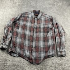 Van Heusen Winterweights Mens Large Brown Plaid Long Sleeve